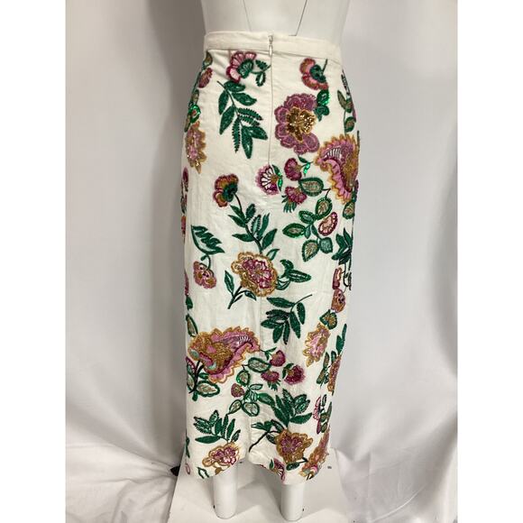 Misa Los Angeles 'Thara' White Sequin Embellished Canvas Skirt Size L - Picture 3 of 4